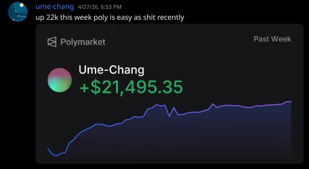 Ume-Chang — +$21,495 in one week